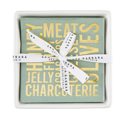 Ceramic Napkin Tray + Napkins - Charcuterie