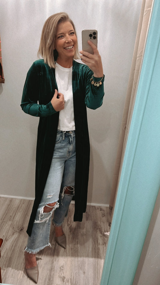 Crushed Velvet Lauren Duster no pockets