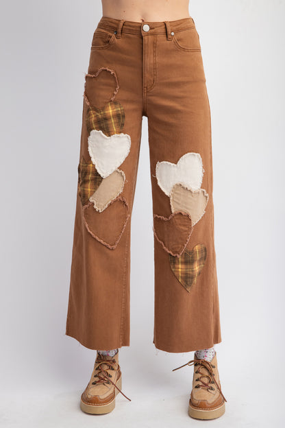 Wooden Heart Patch Pants