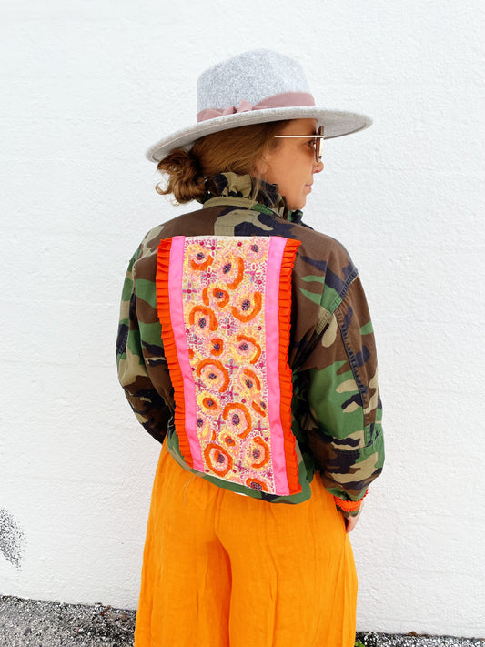 Camo Jacket with Ruffle
