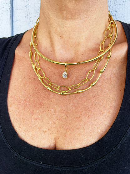 Pear Cut Necklace Cuff