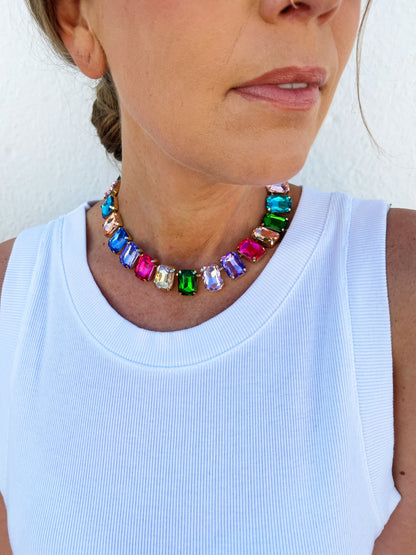 Banks Colorful Emerald Cut Necklace