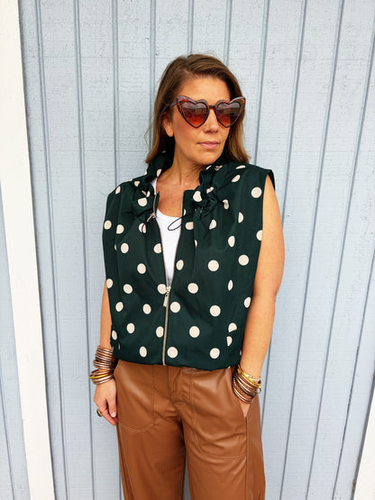 Polly Polka Dot Vest - Green