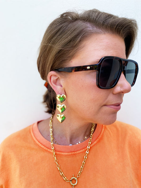 Grayson Triple Heart Dangle Earrings (available in gold and silver)