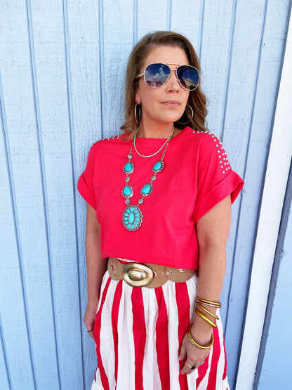 Alice Tee in Red with Studs