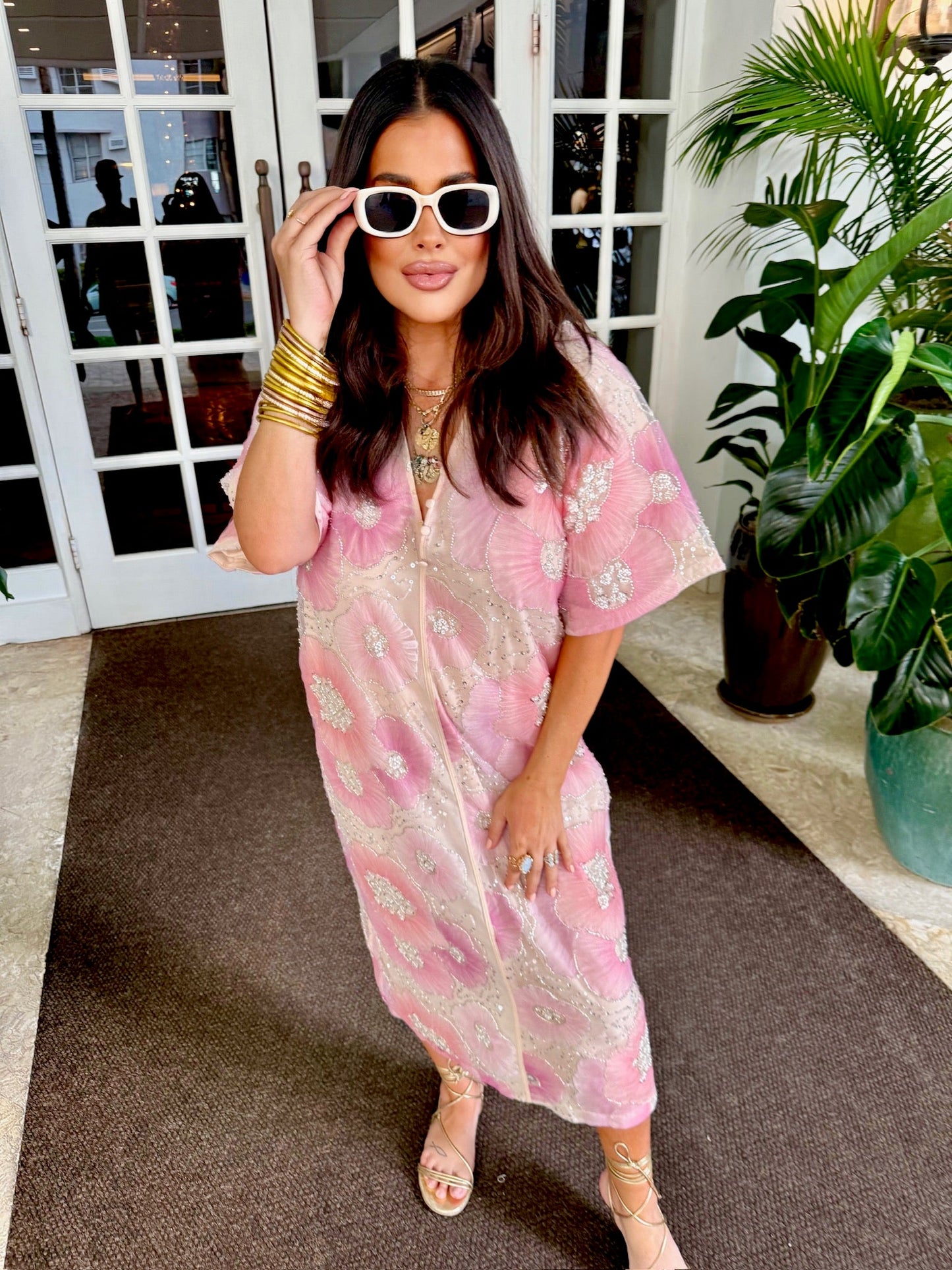 She She Sequin Midi Dress - Blush