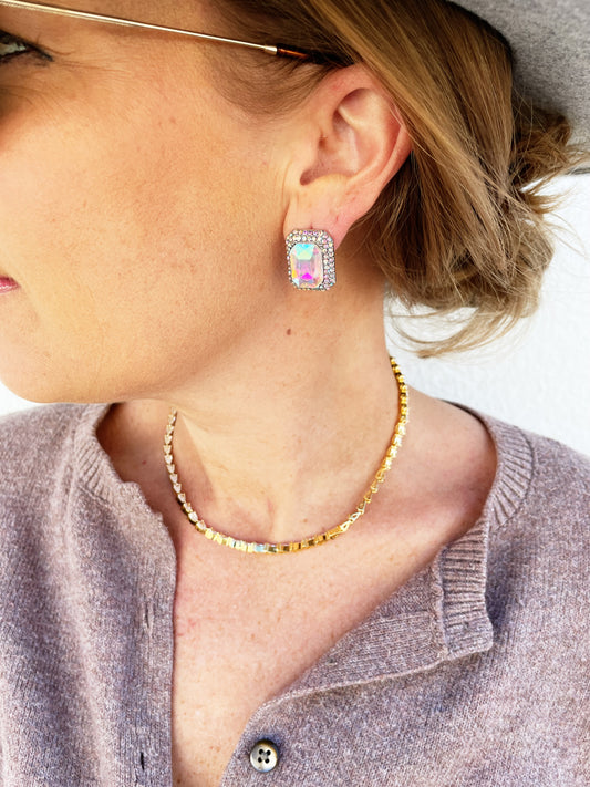 Emma Earrings in Iridescent Silver