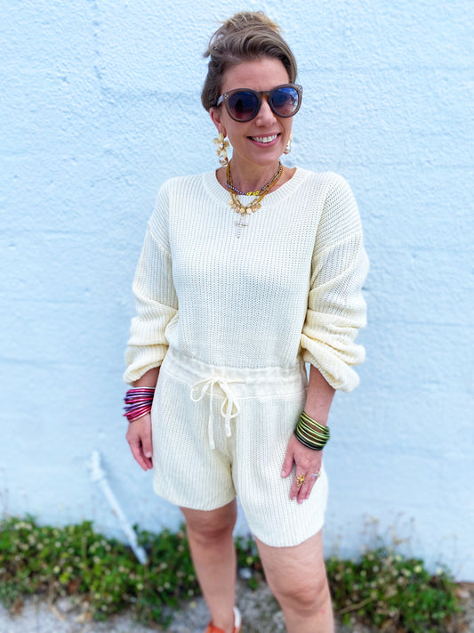 Millie Round Neck Long Sleeve Sweater Romper