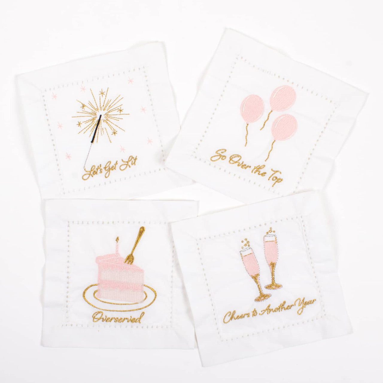 Embroidered Cocktail Napkin Set Of 4 Multiple Sayings