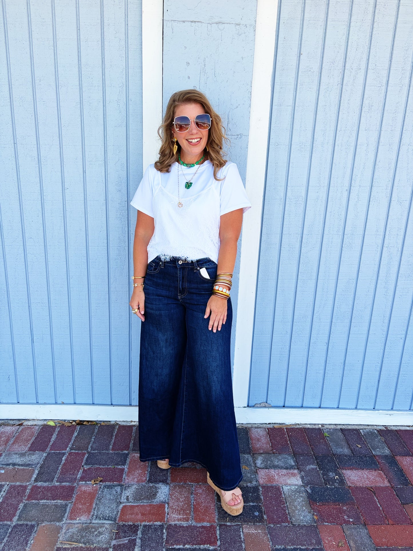 Linda Lace Layered Tee in White