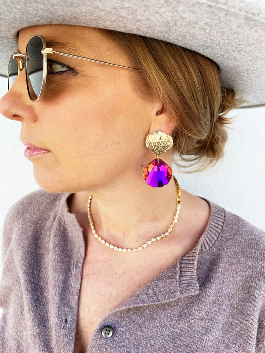 Ariel Earring in Orange/Pink