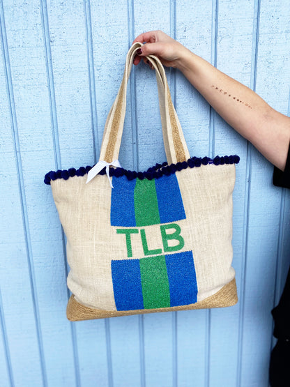 Custom Beaded Bag with Pom Pom