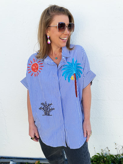 Ericka Top- Dark Blue