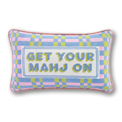 Get Your Mahj On Needlepoint Pillow