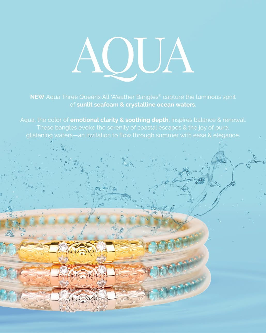 THREE QUEENS ALL WEATHER BANGLES® (AWB®) - AQUA medium PREORDER