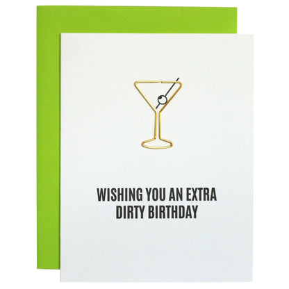 Chez Gagne Extra Dirty Martini Birthday - Paper Clip Letterpress Card