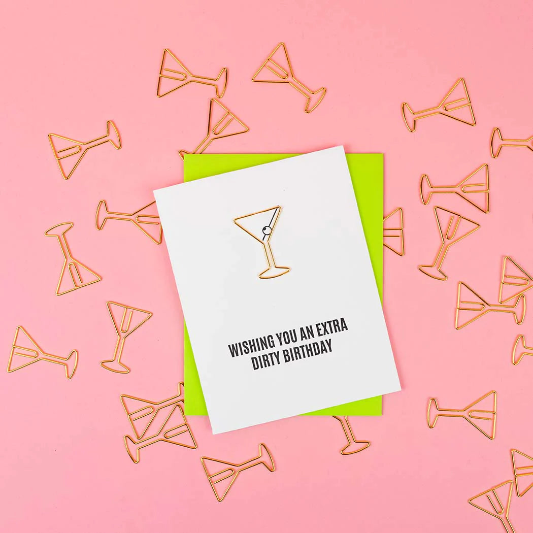 Chez Gagne Extra Dirty Martini Birthday - Paper Clip Letterpress Card