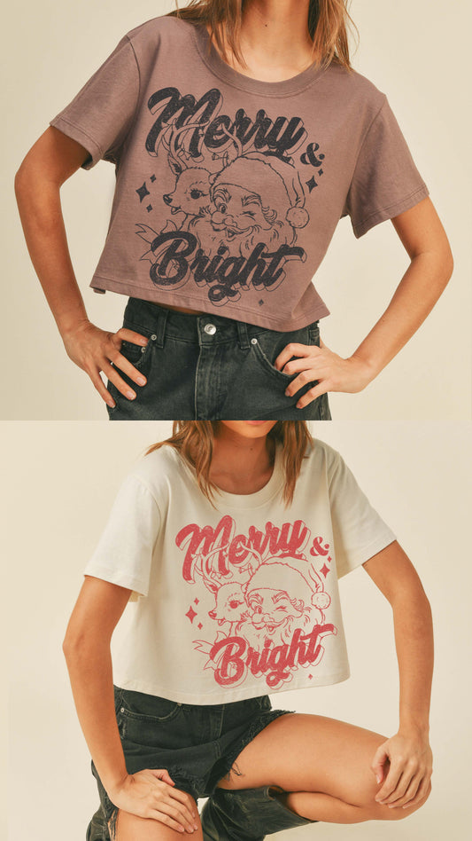 Merry & Bright Distressed tee