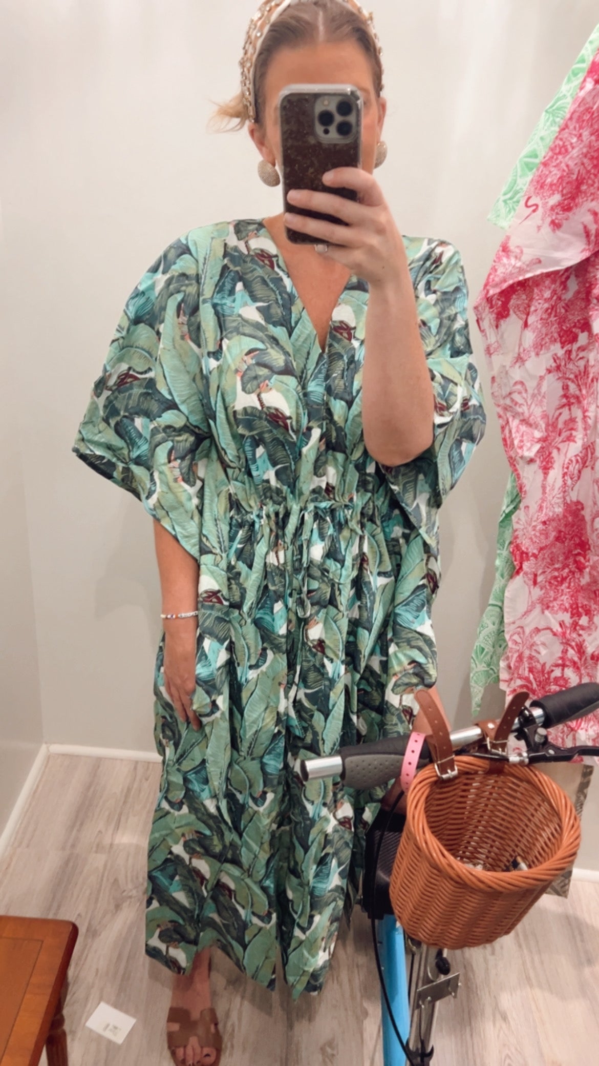 Isabella Kaftan palm Leaf Print