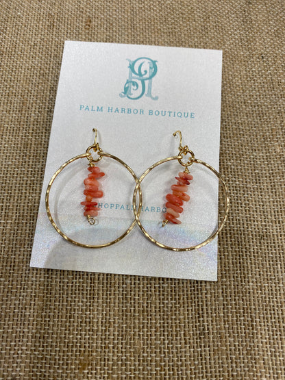 Hawaiian Gold Plated- Pink Coral Earrings