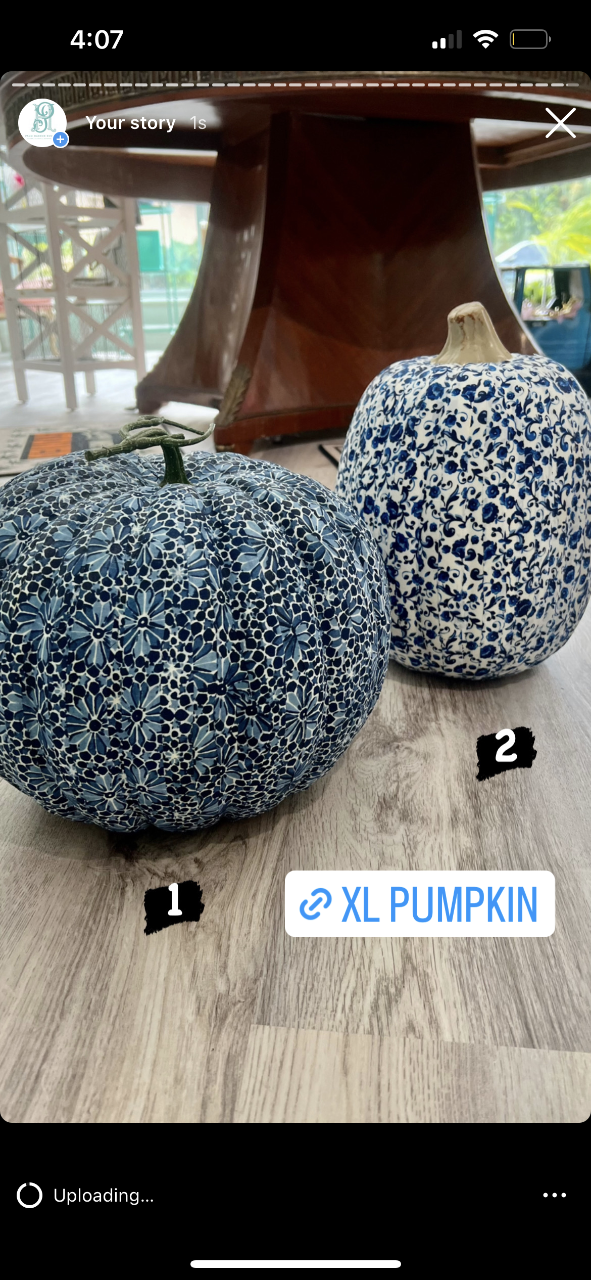 Blue & White Pumpkin XL