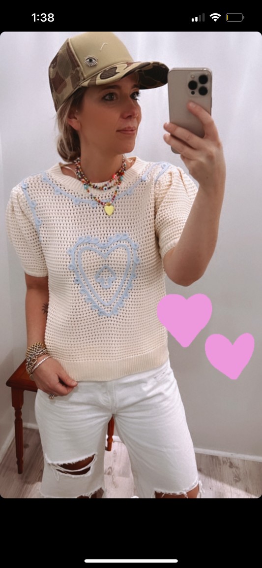 Puffy Heart Embroidered Top