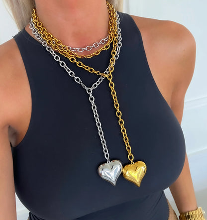 XL WRAP AROUND HEART NECKLACE- Gold