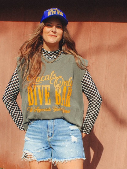 Underground Original Design: Locals Only Dive Bar Vintage Cropped Muscle Tank