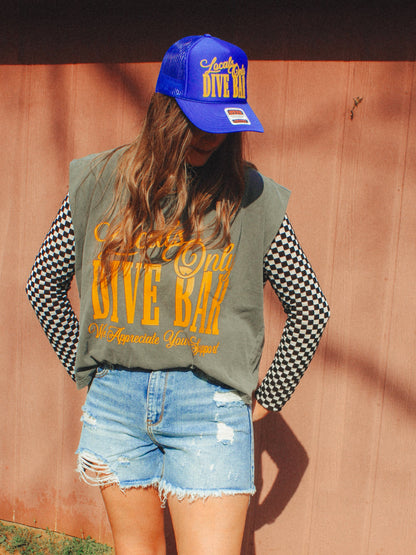 Underground Original Design: Locals Only Dive Bar Vintage Cropped Muscle Tank