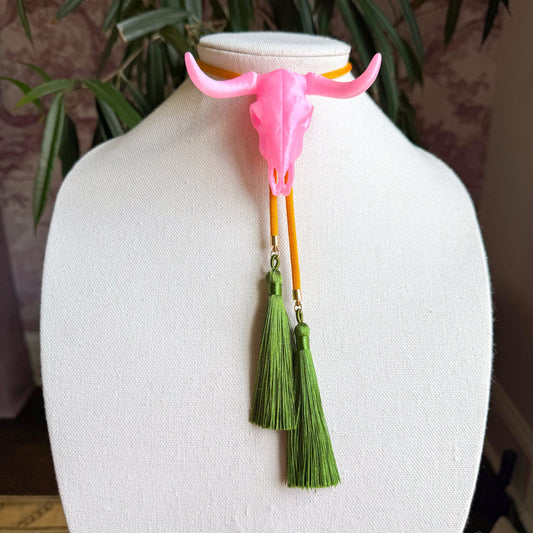 Longhorn Bolo Stardust Pink with Golden Yellow & Olive