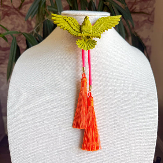 Eagle Bolo Olive Green with Neon Pink & Orange