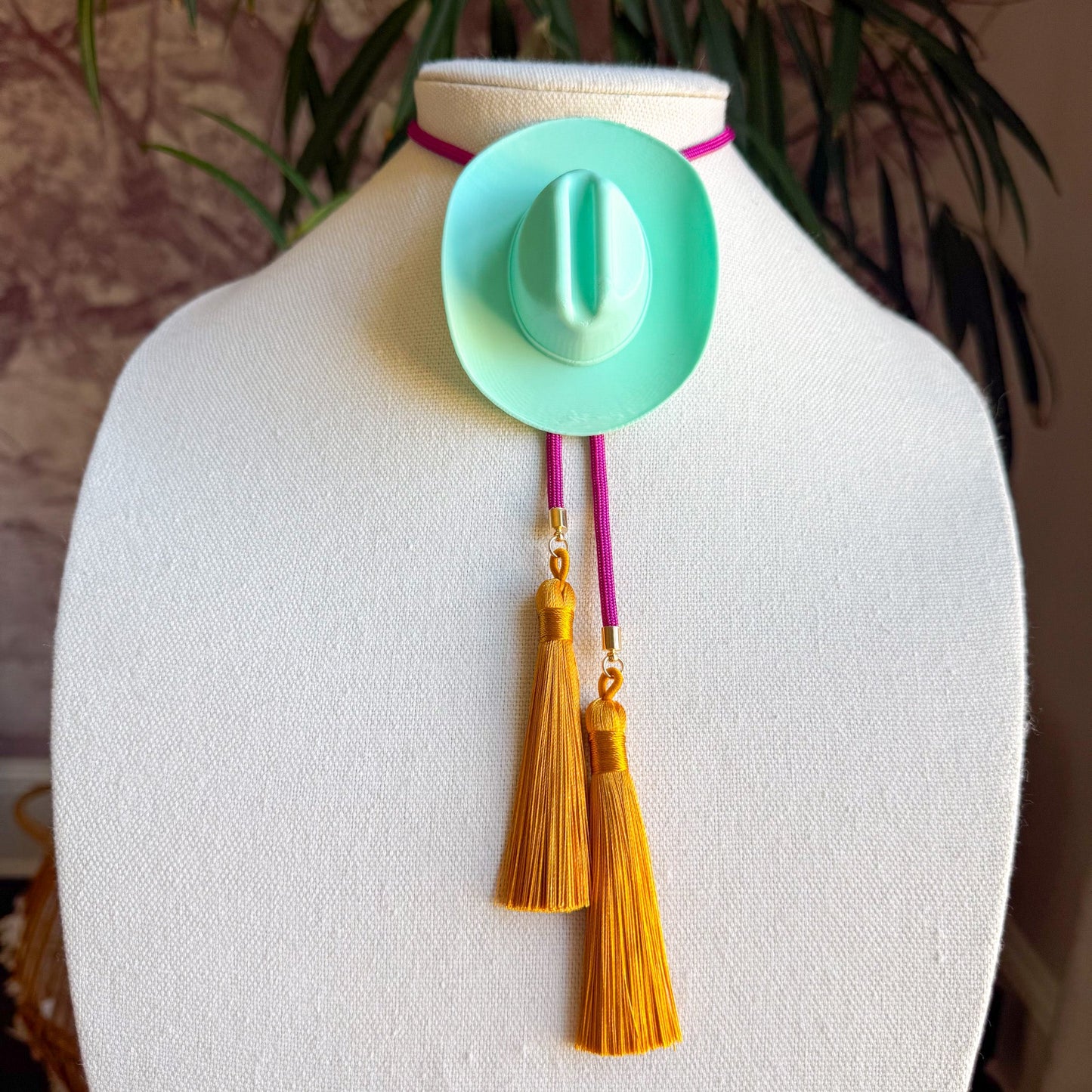 Cowboy Hat Bolo Turquoise with Fuchsia & Golden Yellow