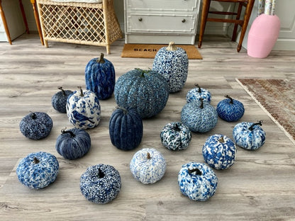 Blue and White Pumpkin Medium