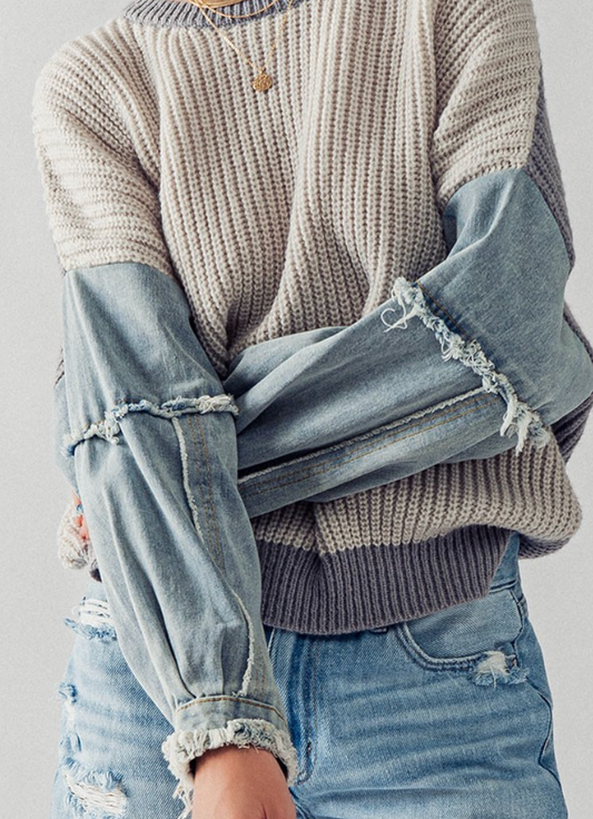 Two tone denim top