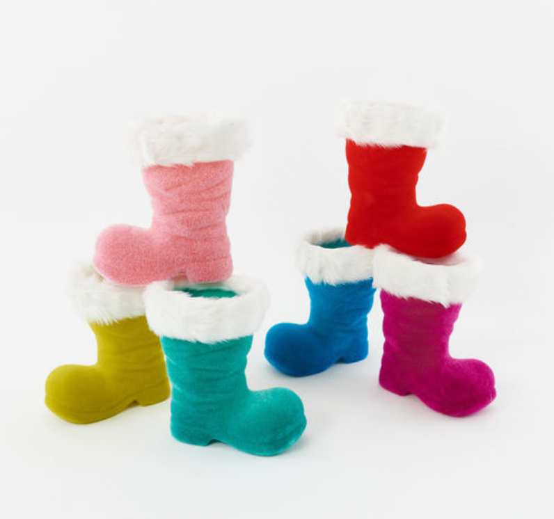 Flocked Santa Boot (multiple colors and sizes)