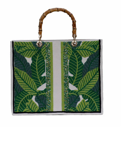 Custom Palm and Bamboo Tote With Monogram