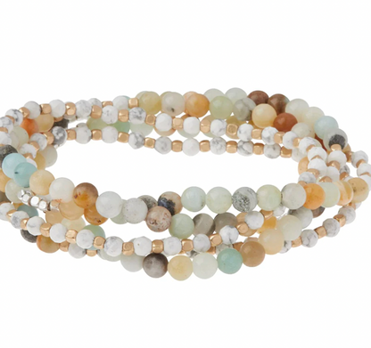 Stone Duo Wrap Bracelet/Necklace - Amazonite & Howlite