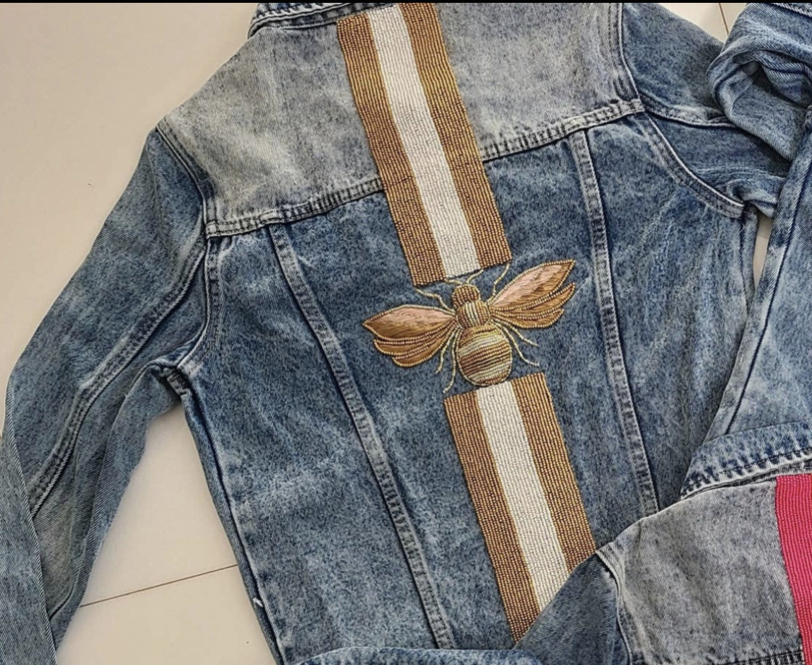 CUSTOM Beaded Denim Jacket