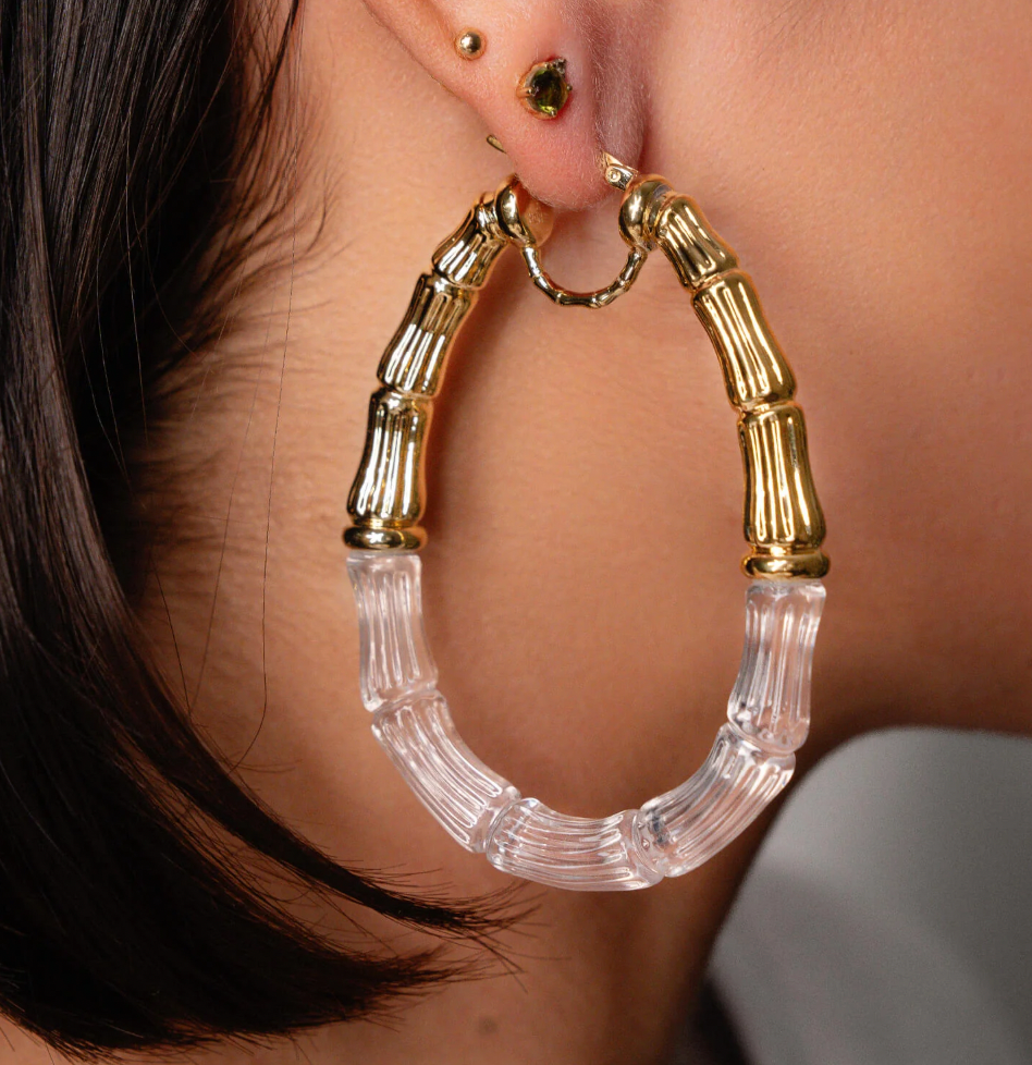 Duchess Bamboo Lucite Hoop Earrings *SAMPLE SALE