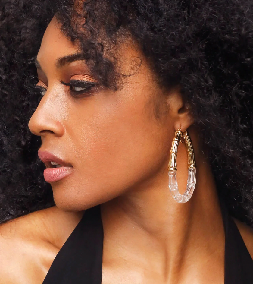 Duchess Bamboo Lucite Hoop Earrings *SAMPLE SALE