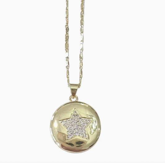 Circle Heart or Star Locket Necklace