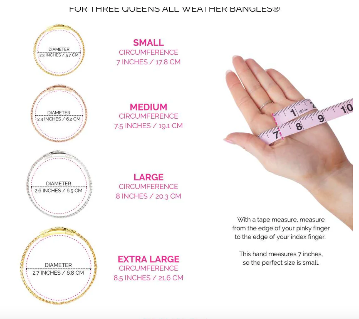 PREORDER Three Queens All Weather Bangles® (AWB®) - Clear Crystal{