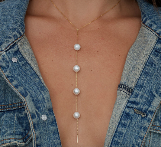 Chrissy Pearl Lariat in Silver