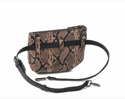 Devon Convertible Crossbody- Brown Python