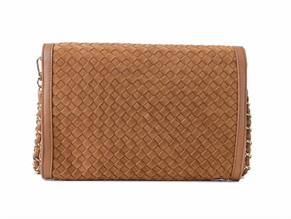Beth Clutch- Woven Saddle Vegan Suede