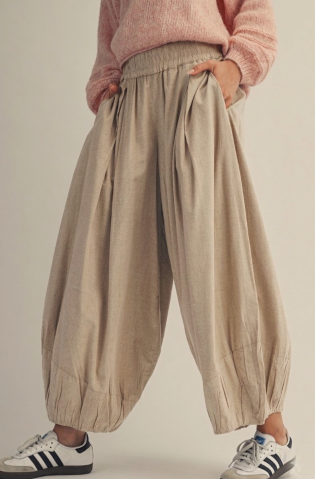 Balloon Pleated Pants- Khaki - PREORDER JULY