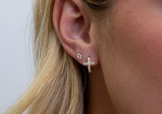 Huggie Cross Earrings