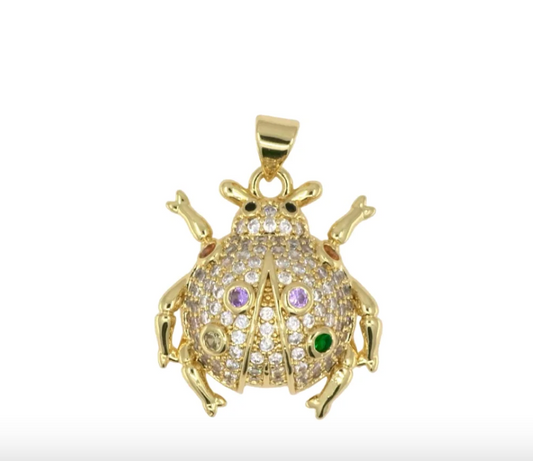 Ladybug Pavé Pendant with Multicolor Crystal Details
