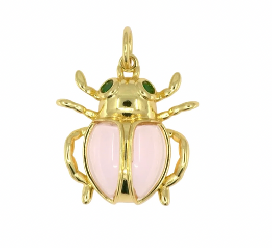 Golden Scarab Pendant with Stone Detail