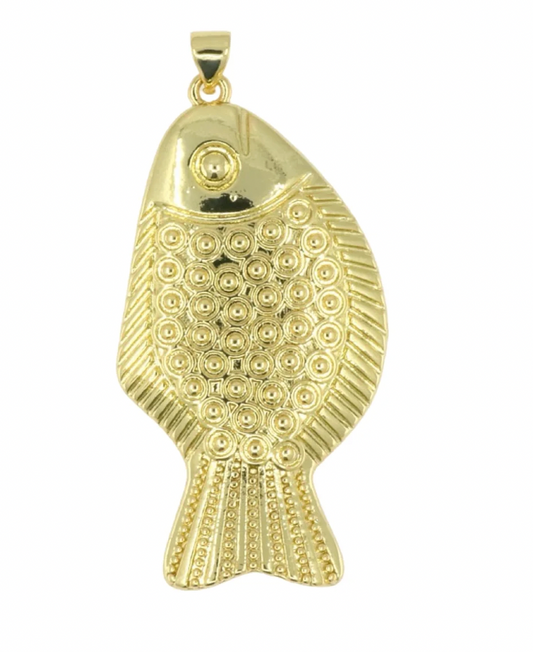Gold Flat Fish Pendant